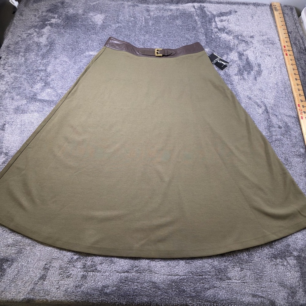 Lauren Ralph Lauren Buckle Trim Ponte Skirt Size 6 Petite Green